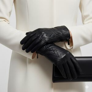 Calvin Klein Black Leather Tech Gloves NWT